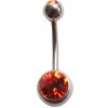Oceľový piercing banánik s kryštálmi Veľkosť: Světle červená 1,6 x 10mm