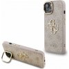 Guess PU 4G Metal Logo Stand Camera Frame zadný kryt pre iPhone 14 Pink