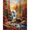 ZUTY Obrazy na stenu - MEDVEĎ S MLÁĎATAMI, RIEKA A STROMY NA JESEŇ Rámovanie: bez rámu a bez vypnutia plátna, Rozmer: 40x50 cm