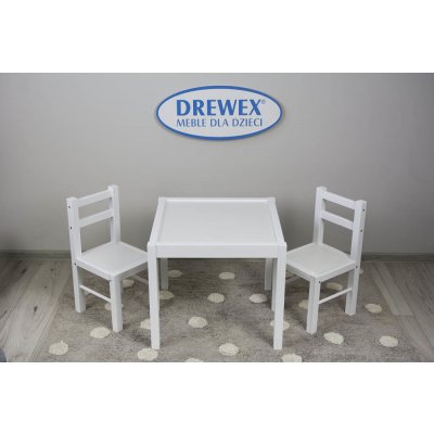 Drewex detská zostava 2 stoličky 1 stôl biely