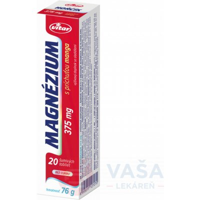 Vitar Magnézium Mango 375 mg tbl eff s príchuťou manga 20 ks