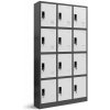 Kovová šatňová boxová skriňa na sokli s 12 boxami MARCIN, 900 x 1850 x 400 mm, antracitovo-biela
