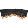 Golden Garden Paletové sedenie GG01 - Podsedáky a Vankúše 3ks × 120/80/15 + 3ks x 120cm/40cm 20/10cm + 1ks 60/40/ x 20/10 - čier