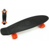 Skateboard - pennyboard 60cm nosnost 90kg, kovové osy, černá barva, oranžová kola