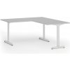 Kancelársky stôl PRIMO BETA L, 160x180 cm, biela podnož, sivá