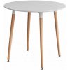 Kondela Jedálenský stôl, okrúhly 80cm, MDF, biely, buk, ELCAN NEW