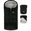 PETITEMARS PETITE&MARS Set zimný fusak Jibot 3v1 + rukavice na kočík Jasie Ink Black