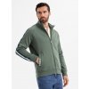 Ombre Men's sweatshirt with high collar and stripes - olive kaki XXL Ombre 5907064503834