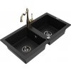 MEXEN/S MEXEN/S - Mario granitový drez 2-bowl vrátane batérie Carla, čierna 6504-77-670700-50-B