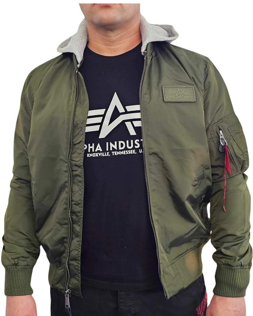 Alpha Industries pánska prechodná bunda MA-1 TT HOOD dark green zelená