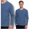 PÁNSKE TRIČKO S DLHÝM RUKÁVOM LONGSLEEVE MORAJ 100 % BAVLNA S VÝŠIVKOU MODRÉ M