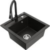 Mexen Vito, 1-komorový granitový drez 490x520x210 mm a drezová batéria Elia, čierna-zlatá metalíza, 6503-75-670101-70