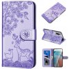Peňaženkové kožené puzdro DEER na Xiaomi Redmi Note 10 Pro - Fialová