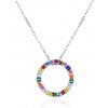 Agato Stříbrný náhrdelník kroužek s barevnými zirkony AGT-N032C