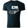 T-ričko BMW e36 line pánske tričko Farba trička: Tmavomodrá, Farba potlače: Biela, Veľkosť: 4XL
