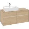 VILLEROY & BOCH Collaro závesná skrinka pod umývadlo na dosku (umývadlo vľavo), 4 zásuvky, s LED osvetlením, 1200 x 500 x 548 mm, Nordic Oak, C129B0VJ