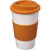 Hrnček s tepelnou izoláciou s objemom 350 ml s rukoväťou Americano® - Oranžová / Biela