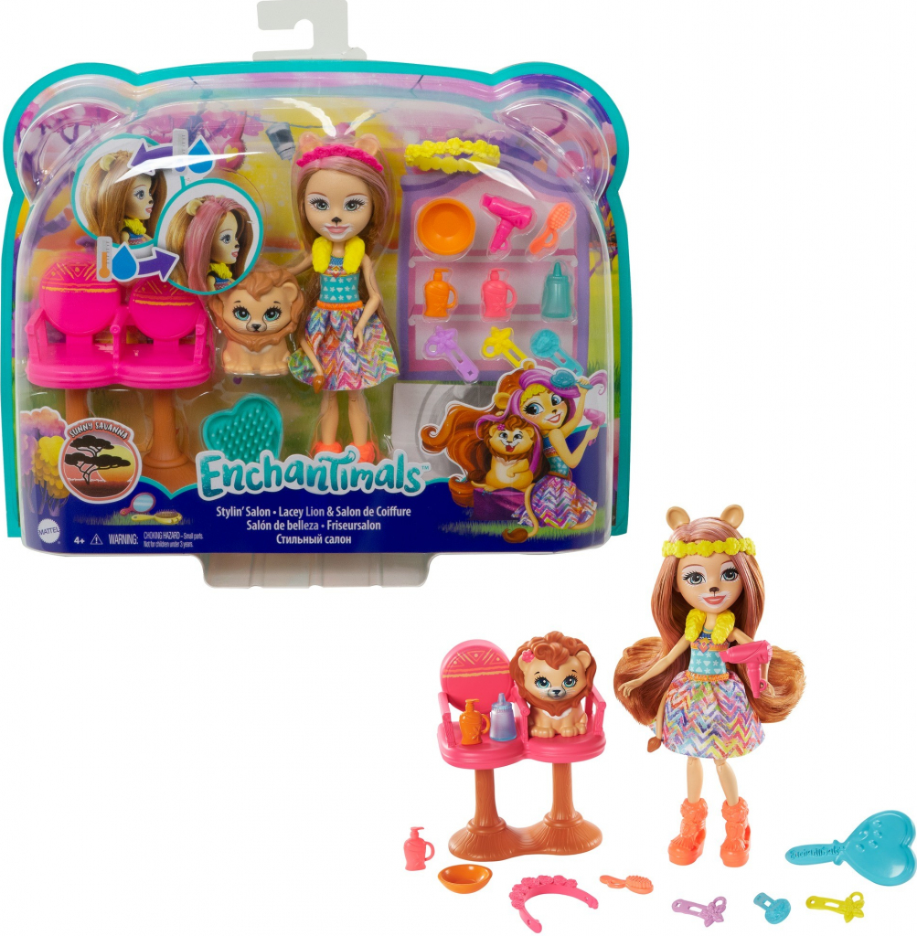 MATTEL EnchanTimals kadeřnictví Lacey Lion a Manesy