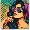 Vymalujsisam.sk Maľovanie podľa čísiel - Pop art - Kráska v okuliaroch Veľkosť: 50x50cm, Rám: Bez rámu, iba zrolované plátno