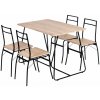 ModernHome Paris jedálenský set, stôl + 4 stoličky, MDF + oceľ, svetlé drevo