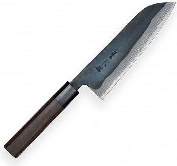 KIYA nůž Kamagata Santoku Suminagashi Kurouchi Damascus 11 layers 170 mm