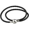 Linda's Jewelry Kožený náramok Dvojitý Čierny Chirurgická oceľ INR089 Dĺžka: 18 +Darčeková krabička zdarma