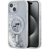 Karl Lagerfeld Liquid Glitter Karl and Choupette Heads MagSafe zadný kryt pre iPhone 15 Transparent
