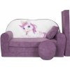 Rozkladacia detská pohovka s Bobkom a vankúšikom Poník - Fialová