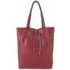 Mondo Italia Kožená shopper kabelka 396 tmavočervená Made in Italy Červená