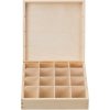 Drevená krabička na čaj, 12 priehradok