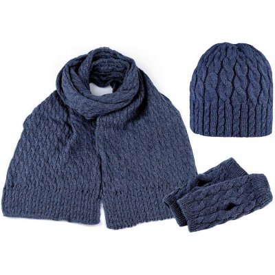 Dámska zimná sada čiapka šál a rukavice modrá tm. od 15,85 € - Heureka.sk