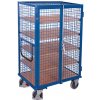 Variofit Vysoký uzatvárateľný skriňový vozík s madlom a mrežovými stenami, Variofit, 5 políc (103 x 65 cm), do 500 kg, modrá/antracit Farba: modrá RAL5010