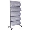 Stojan na propagačné materiály Rocada 8304, na kolieskach, kovový, sivý, vrátane 5 políc