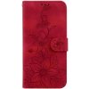 Peňaženkové puzdro Embossing Pattern Ľalia červené – Sony Xperia 5 V