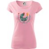 Folklór - sliepky s margarétkami - Dámske tričko Pure - XL ( Ružová )