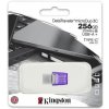 Kingston USB flash disk OTG, USB 3.0, 256GB, Data Traveler microDuo3 G2, stříbrno-fialový, DTDUO3CG3/256GB, USB A / USB C