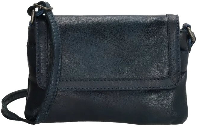 Modrá prešívaná kožená crossbody kabelka „Tanya\