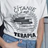 Tričko s potlačou Čítanie je moja terapia Dámsky Biela XXL