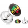 Šperky eshop - Falošný plug do ucha z chirurgickej ocele, rastafariánsky motív PC27.06