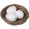 Prútené hniezdo s bielymi vajíčkami 7 cm / 1 ks