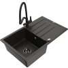 Mexen Bruno, 1-komorový granitový drez 795x495x200 mm a drezová batéria Duo, čierna-zlatá metalíza, 6513-75-671701-70-B