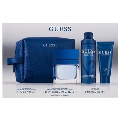 GUESS Seductive Homme Blue dárková sada: EDT 100 ml + sprchový gel 100 ml + deodorant 226 ml + kosmetická taštička