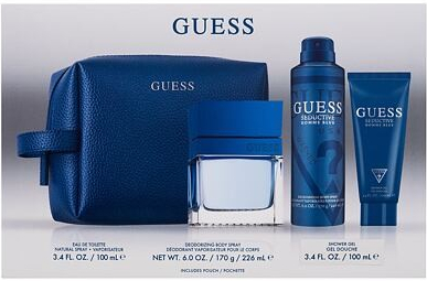 GUESS Seductive Homme Blue dárková sada: EDT 100 ml + sprchový gel 100 ml + deodorant 226 ml + kosmetická taštička