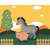 ZUTY Maľovanie podľa čísel - PRASA S KONÍKOM NA PASTVE Rámovanie: vypnuté plátno na rám, Rozmer: 80x100 cm