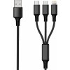 USB 2GO USB-A - USB-C + microUSB + Lightning kábel 3 m čierny (797154)