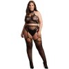 Dvoudílný set síťovaného prádla s krajkou Le Désir, plus size