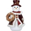 Vianočná dekorácia - Snehuliak 23 cm, bordová farba