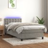 Box spring postel s matrací a LED světle šedá 90x200 cm samet Šedá 3134621