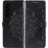 Peňaženkové kožené puzdro Mandala na Samsung Galaxy Z Fold5 - Čierna