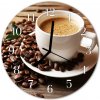 Nástenné sklenené hodiny Káva fi 30 cm